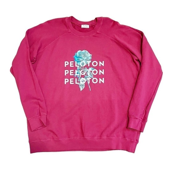 Peloton NWT Rose Logo Print Crewneck Sweatshirt Pink Women’s Size L - Picture 7 of 7
